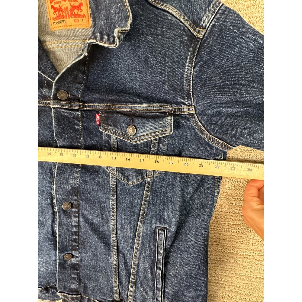 Levis Mens Standard Trucker Denim Jacket Dark Wash Blue Size L L/G - Picture 4 of 11